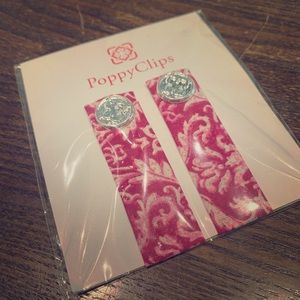 Brand New Silver/pink Poppy Clips